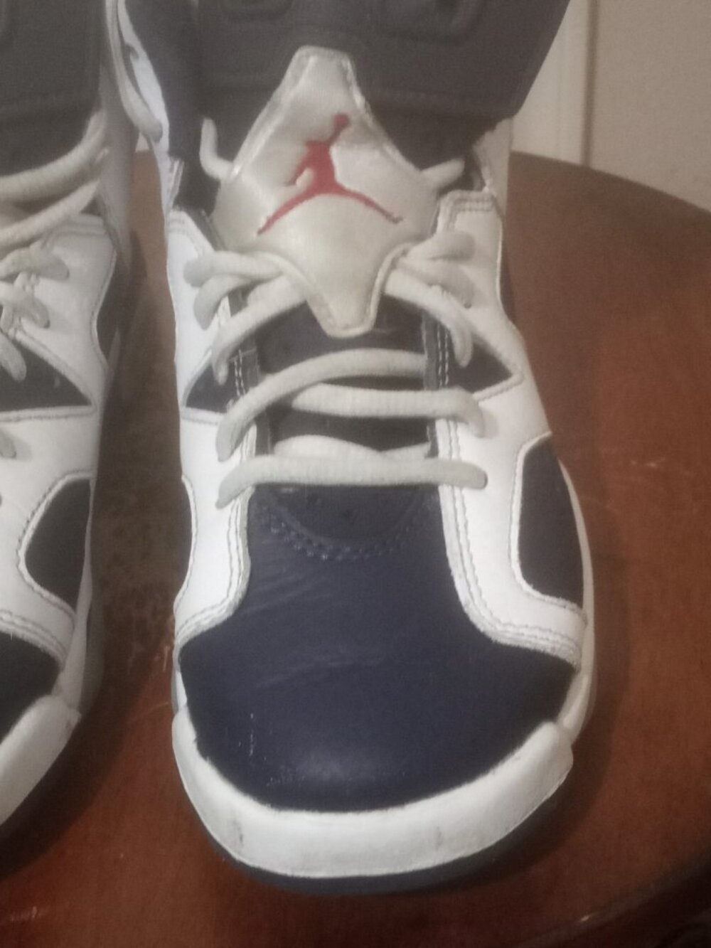 2024 Air Jordan 6 Retro Youth 4.5Y Olympic White/Midnight Navy (GS) 384665-164 - Picture 8 of 13